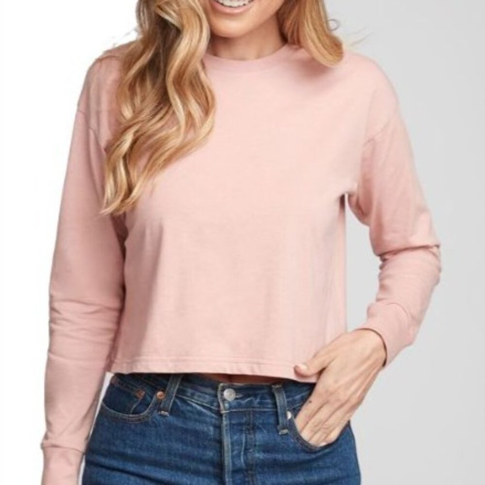 Next Level Apparel Cropped Tshirt Womens Large New WOT‎ Dusty Rose Long Sleeve